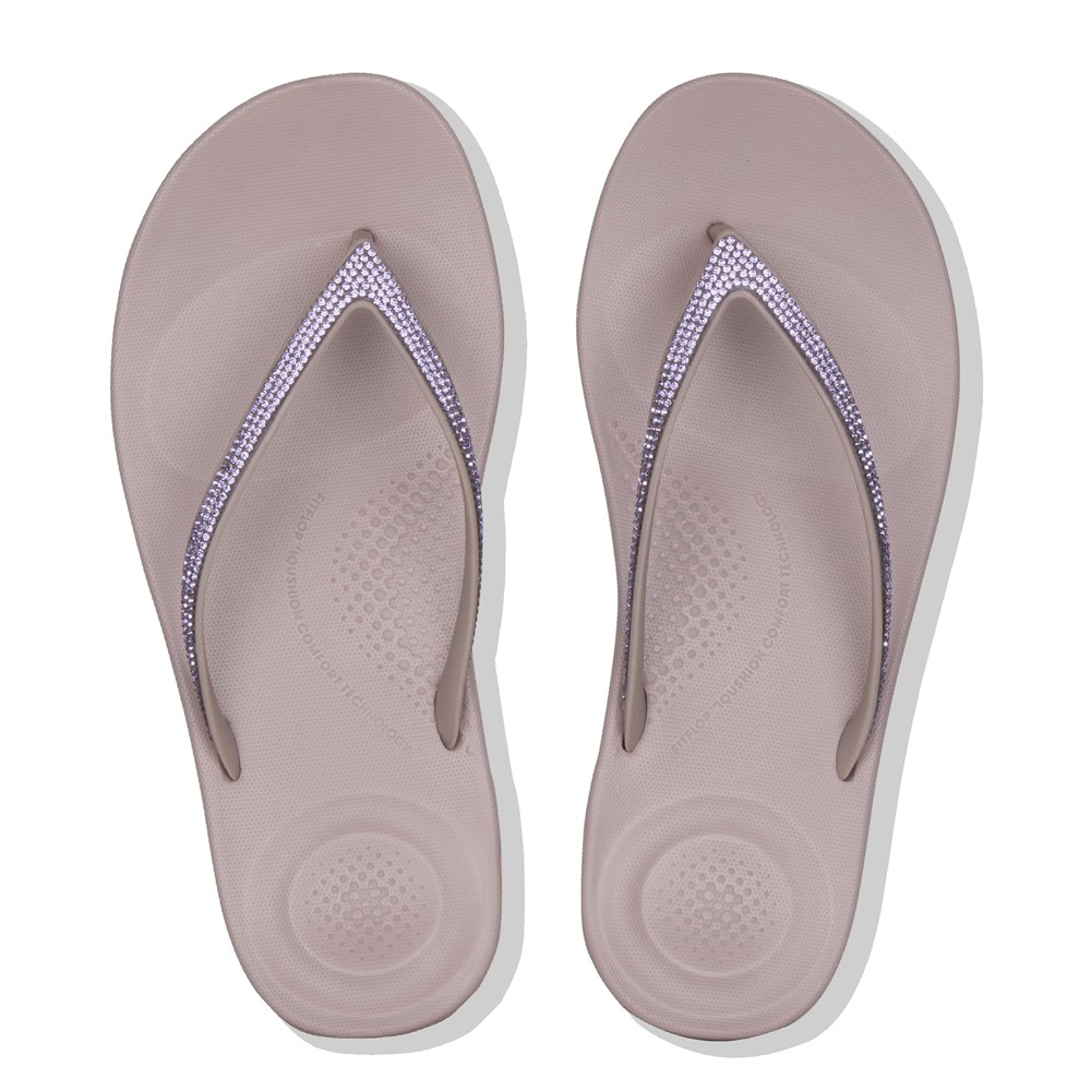 Fitflop Womens Flip-flops - Iqushion Sparkle Ergonomic - Pink - 048-BTDZUC